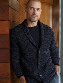 CozyChic® Men's Shawl Collar Cardigan -Snuggle And Style BDMCC1048 0550 web