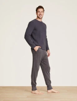 CozyChic® Men's Cord Rib Pullover -Snuggle And Style BDMCC21942 Slate Blue 0606copy