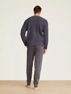 CozyChic® Men's Cord Rib Pullover -Snuggle And Style BDMCC21942 Slate Blue 0621copy