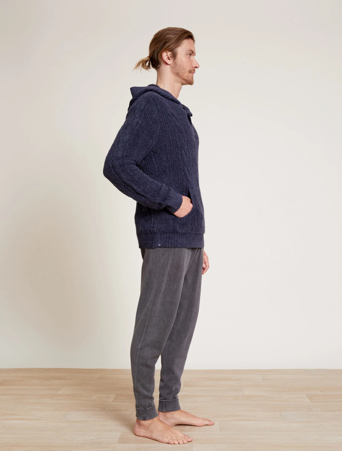 CozyChic Lite® Men’s Cable Hooded Henley 2 CozyChic Lite® Men’s Cable Hooded Henley - Image 2