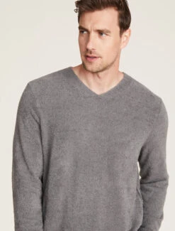 CozyChic Lite® Men's Relaxed V-Neck Pullover -Snuggle And Style BDMCL22062 Graphite 0570copy