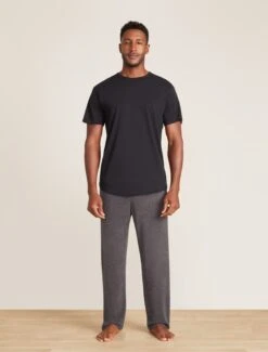 Malibu Collection® Men's Washed Jersey Short Sleeve Crew -Snuggle And Style BDMMC0304 MCMensWashedJerseyShortSleeveCrew Black 1289