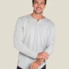 Malibu Collection® Men’s Long Sleeve Henley With Woven Detail