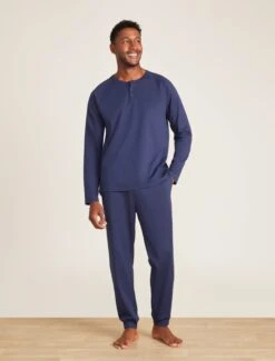 Malibu Collection® Men's Pima Jersey Long Sleeve Henley 10 Malibu Collection® Men's Pima Jersey Long Sleeve Henley -Snuggle And Style BDMMC21337 Blue Ink 0071