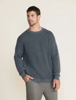Men's Sunbleached Ribbed Pullover -Snuggle And Style BDMMC21644 olive BDMES22397 coal 024