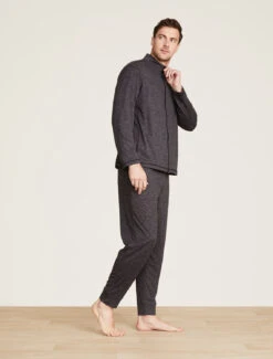 Malibu Collection® Butterchic Knit® Men's Heavy Zip Up -Snuggle And Style BDMMC21646 He Carbon 1527copy