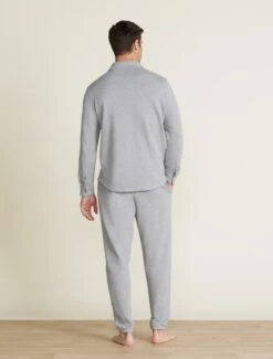 Malibu Collection® Men's French Terry Jogger With Woven Placket -Snuggle And Style BDMMC22337 HEATHEREDGRAY BDMMC22338 0170