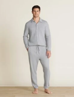 Malibu Collection® Men's French Terry Jogger With Woven Placket
