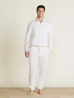 Malibu Collection® Men's French Terry Jogger With Woven Placket -Snuggle And Style BDMMC22337 PARCHMENT BDMMC22338 0242