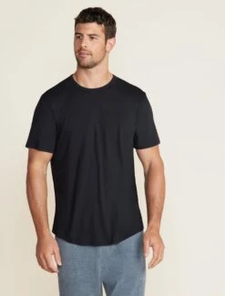 Malibu Collection® Men's Short Sleeve Cotton Modal Crew -Snuggle And Style BDMMC22555 black BDMCU22332 bluecove 034