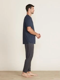 Malibu Collection® Men's Short Sleeve Cotton Modal Crew -Snuggle And Style BDMMC22555 indigo BDMMC21644 carbon 008