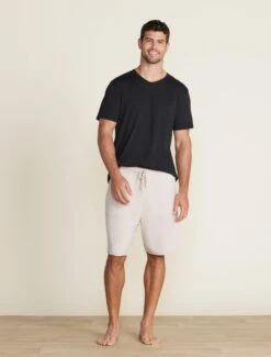 CozyChic Lite® Men's Rolled Edge Shorts -Snuggle And Style BDMMC22556 black BDMCL22333 stone 019