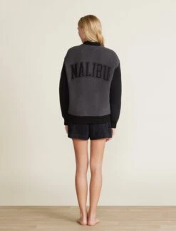 CozyChic® Malibu Varsity Jacket -Snuggle And Style BDUCC22370 CARBONBLACK 0685