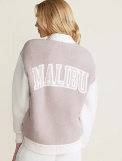 CozyChic® Malibu Varsity Jacket -Snuggle And Style BDUCC22370 TAUPECREAM 0661