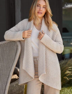 CozyChic® Honeycomb Shawl Cardigan -Snuggle And Style BDWCC21208 3497 V2