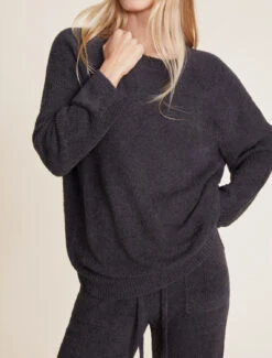CozyChic Lite® Rib Blocked Pullover -Snuggle And Style BDWCL21908 Carbon 0557
