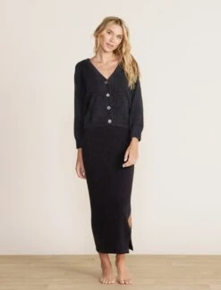 CozyChic Lite® Diamond Pointelle Cardigan -Snuggle And Style BDWCL22246 black 301