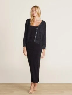 CozyChic Lite® Diamond Pointelle Cardigan -Snuggle And Style BDWCL22246 black 327