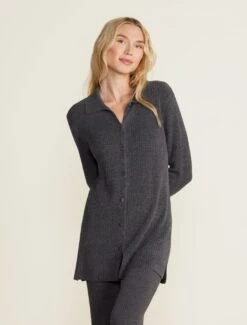 CozyChic Ultra Lite® Ribbed Button Down Cardigan -Snuggle And Style BDWCU21886 carbon 1326