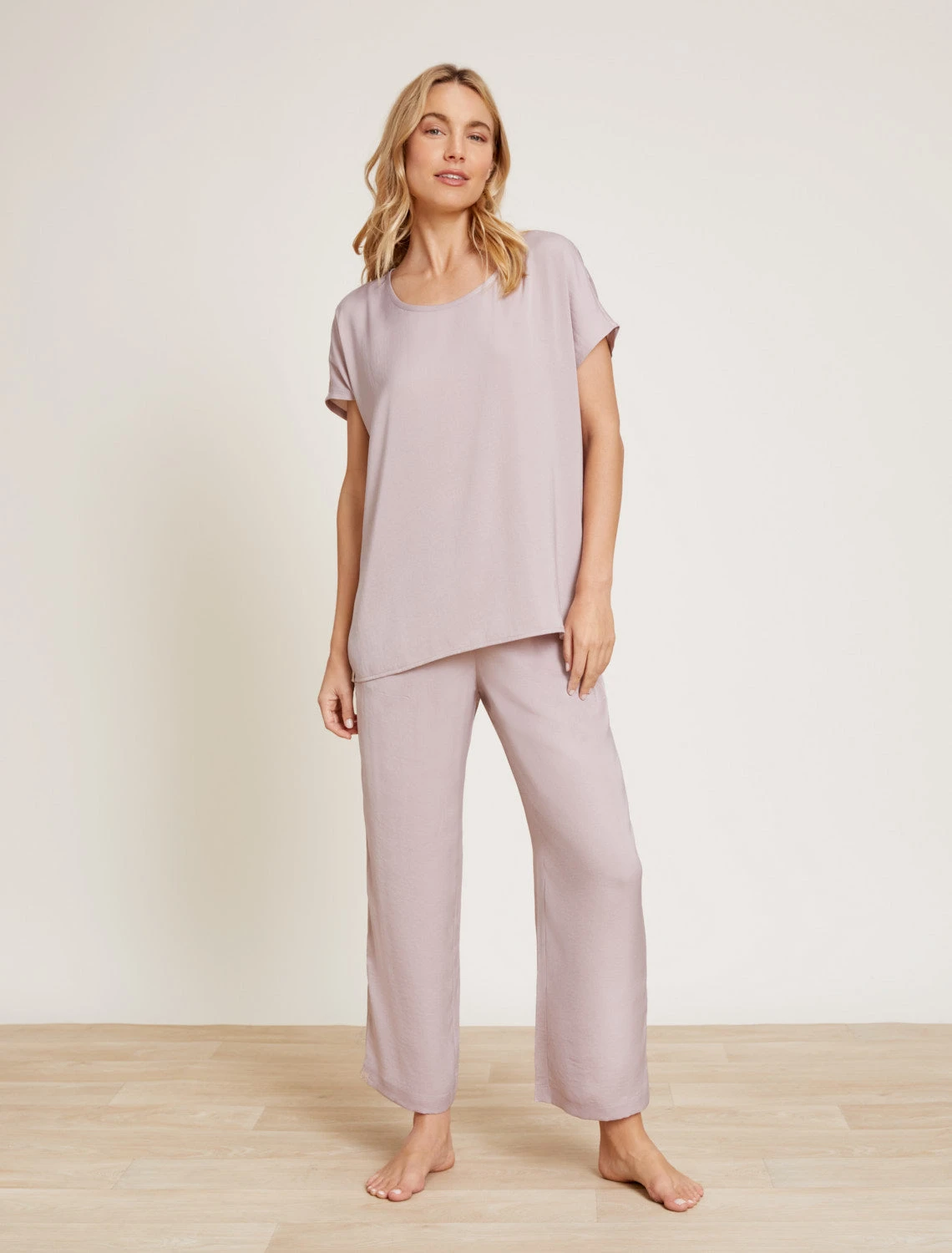 Washed Satin Tee & Cropped Pant Set 1 Washed Satin Tee & Cropped Pant Set