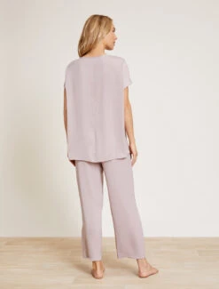 Washed Satin Tee & Cropped Pant Set 9 Washed Satin Tee & Cropped Pant Set -Snuggle And Style BDWES21241 Feather 5232