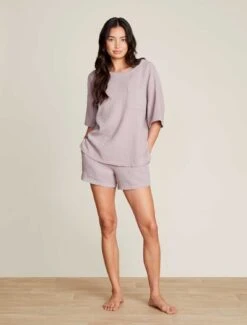 Malibu Collection® Sun Soaked Crinkle Cotton Tee & Short Set -Snuggle And Style BDWMC21668 BeachRock 0909