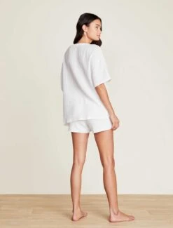 Malibu Collection® Sun Soaked Crinkle Cotton Tee & Short Set -Snuggle And Style BDWMC21668 SeaSalt 0967