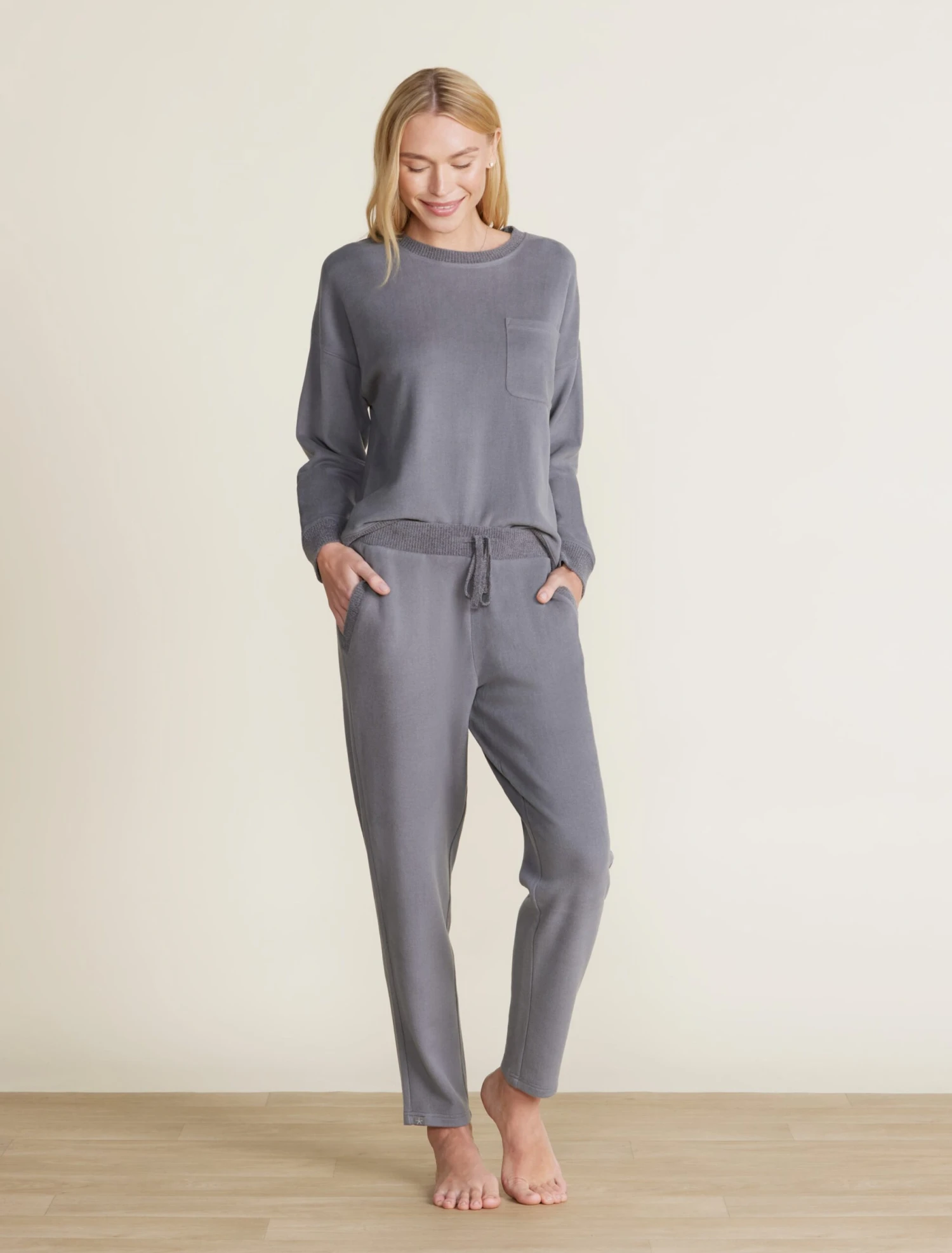 Malibu Collection® Brushed Fleece Sweater Mix Tapered Pant 1 Malibu Collection® Brushed Fleece Sweater Mix Tapered Pant