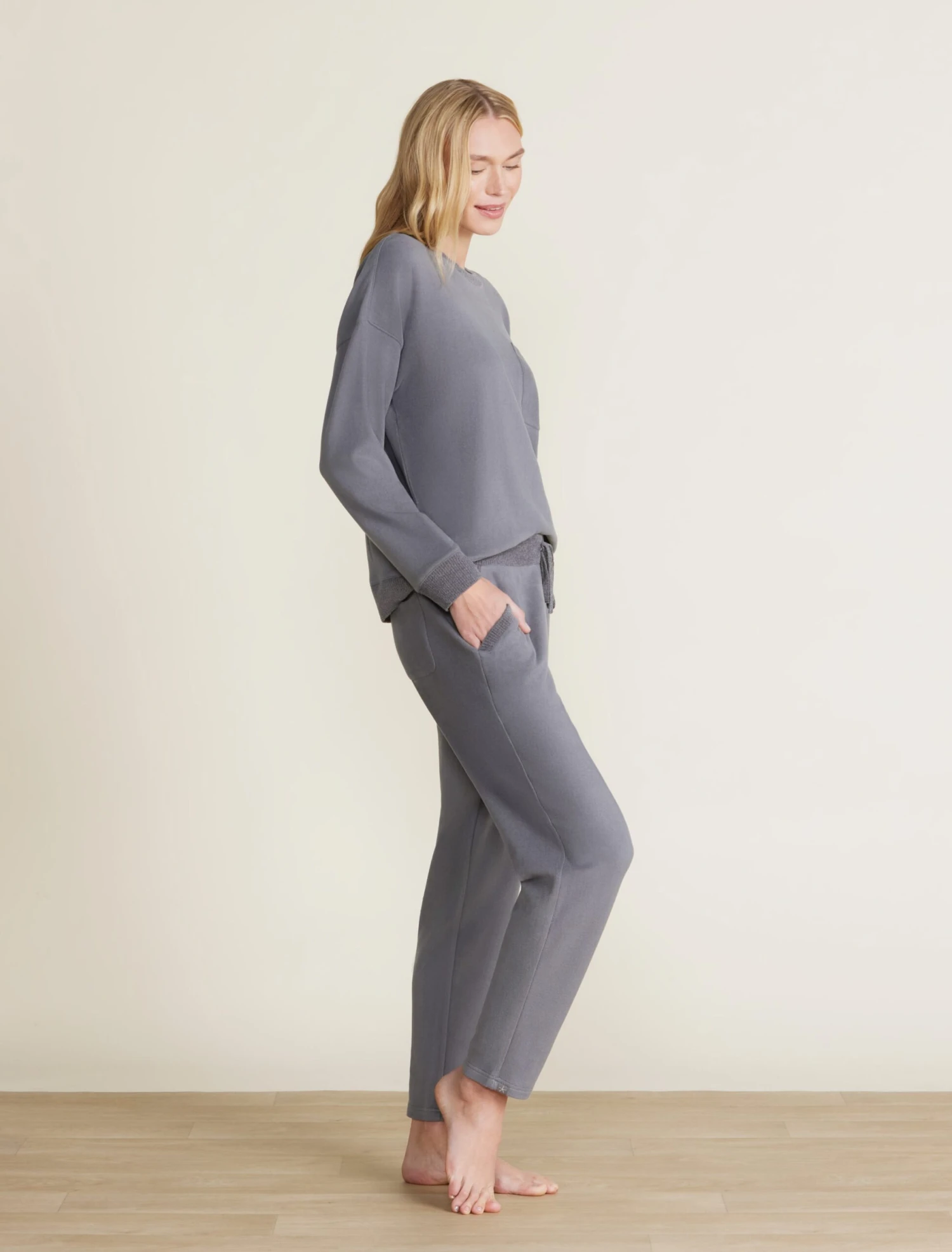 Malibu Collection® Brushed Fleece Sweater Mix Tapered Pant 2 Malibu Collection® Brushed Fleece Sweater Mix Tapered Pant - Image 2