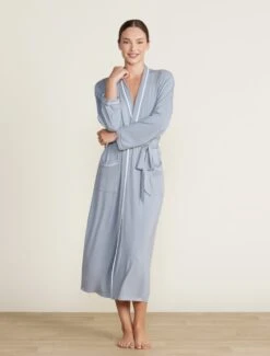 Malibu Collection® Soft Jersey Piped Robe -Snuggle And Style BDWMC22291 moonbeam 2751