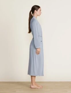 Malibu Collection® Soft Jersey Piped Robe -Snuggle And Style BDWMC22291 moonbeam 2755