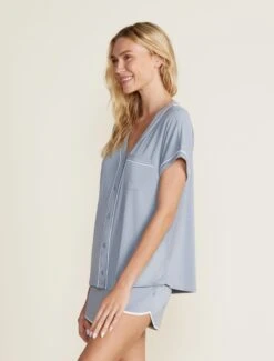 Malibu Collection® Soft Jersey Piped Lounge Set -Snuggle And Style BDWMC22293 moonbeam 2789