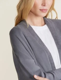 Malibu Collection® Brushed Fleece Sweater Mix Cardigan -Snuggle And Style BDWMC22456 COAL 2061