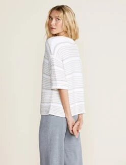 Boucle Striped Pullover -Snuggle And Style BDWNV22226 stonepearl 2917