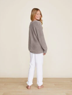 CozyChic Lite® Youth Cable Button Cardi -Snuggle And Style BDYCL21999 Beach Rock 0960