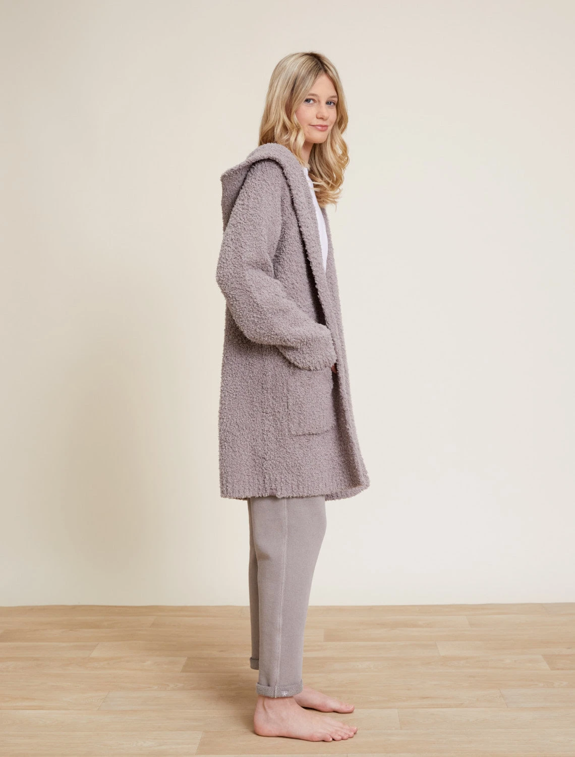 CozyChic® Boucle Youth Hooded Long Coatigan 3 CozyChic® Boucle Youth Hooded Long Coatigan - Image 3