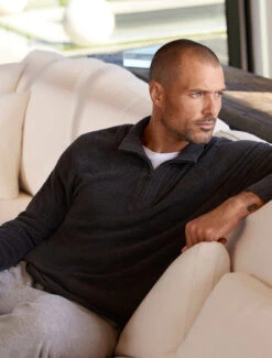 CozyChic Ultra Lite® Men's Half Zip Mock Pullover -Snuggle And Style BFD SS23 MEN D BDMCU21740 0705 V1 web