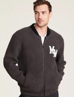 CozyChic® Disney Classic Mickey Men's Varsity Jacket 9 CozyChic® Disney Classic Mickey Men's Varsity Jacket -Snuggle And Style DNMCC21846 CarbonBlack 1831copy