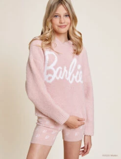 CozyChic Ultra Lite® Barbie™ Monogram Youth Biker Short -Snuggle And Style MTYCC21316 DustyRose White 4677
